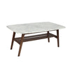 Laura 43" x 24" Rectangular Italian Carrara White Marble Coffee Table with Shelf