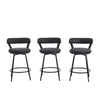 Ashley 24 in. Black Low Back Metal 31.9 in. Swivel Counter Stool with Faux Leather Seat (Set of 3)
